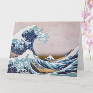 Tarjeta Gran ola de tsunami frente a Kanagawa Japón por Ho