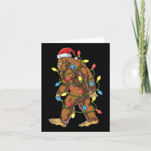 Tarjeta Gran pie árbol de navidad de Santa Claus ilumina a