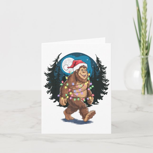 Tarjeta Gran pie de árbol de navidad Santa enciende divert (Anverso)