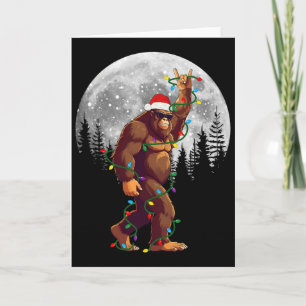 Tarjeta Gran pie de árbol de navidad Santa enciende divert