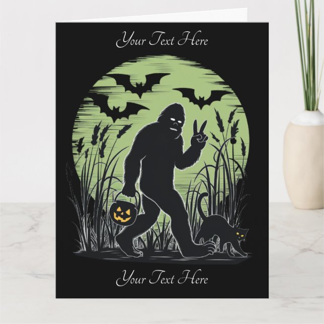 Tarjeta Gran pie Halloween Verde y Negro Personalizado (Anverso)