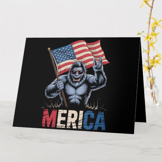 Tarjeta Gran pie Merica Rock Bandera Americana Patriótica (flor amarilla)