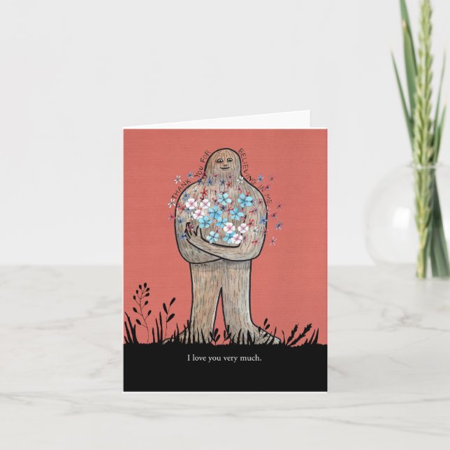 Tarjeta Gran pie Sasquatch Grfatídica Amistad de Amor Funn (Anverso)