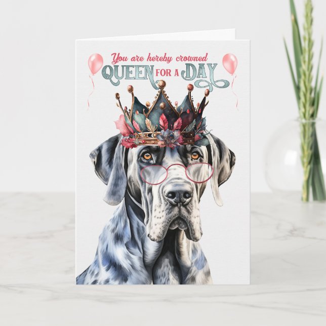 Tarjeta Gran Reina de Perro Danés por un cumpleaños gracio (Anverso)