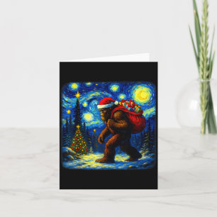 Tarjeta Gran Santa Navidad Estrella Noche Sasquatch Furgon