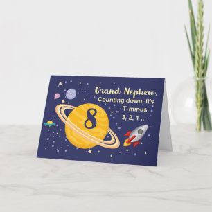 Tarjeta Gran sobrino 8 Planetas de cumpleaños en el espaci