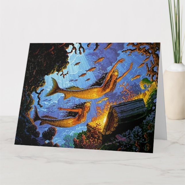 Tarjeta Gran Tesoro De Oro Para Las Sirenas De Cumpleaños (Anverso)
