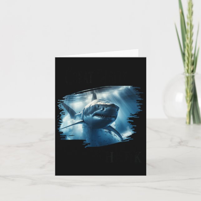 Tarjeta Gran Tiburón Blanco, Tiburón Nadando En El Océano (Anverso)