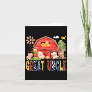 Tarjeta Gran Tío Granja Vaca Roja Cumpleaños Niño Combinac