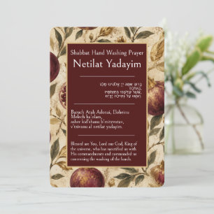 Tarjeta Granadas, Netilat Yadayim, Oración de Shabat