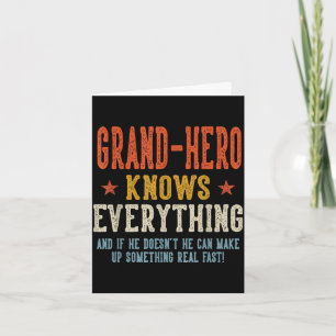 Tarjeta Grand-hero lo sabe todo día del padre retro