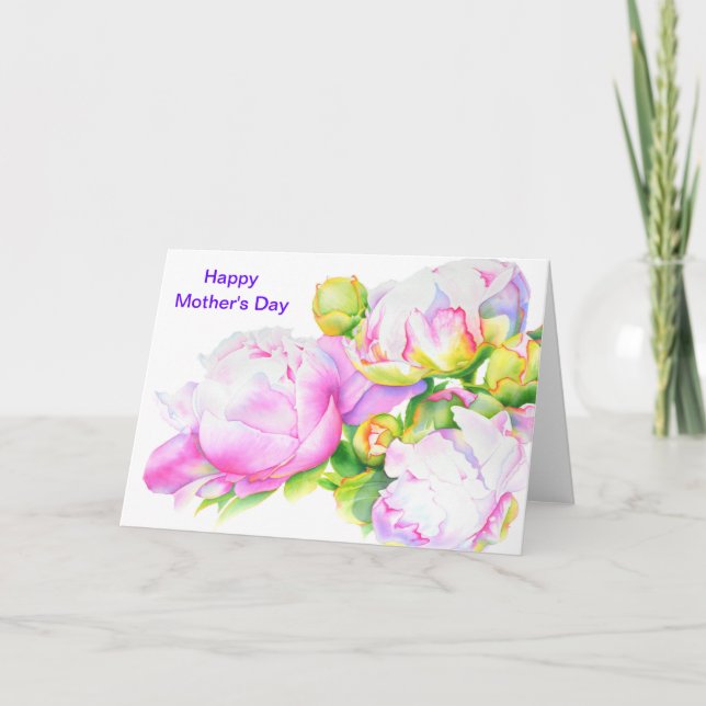 Tarjeta Grand Peony - feliz día de la madre (Anverso)