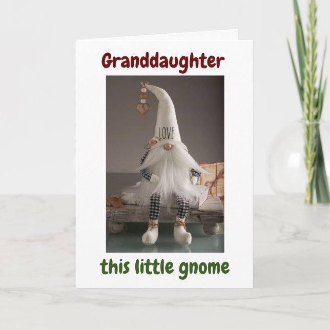 TARJETA **GRANDDAUGHER** FEROSAS NAVIDAD DE GNOME (Anverso)