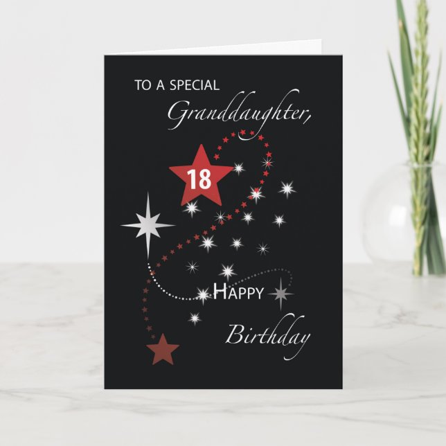 Tarjeta Granddaughter 18th Birthday with Red and White  (Anverso)