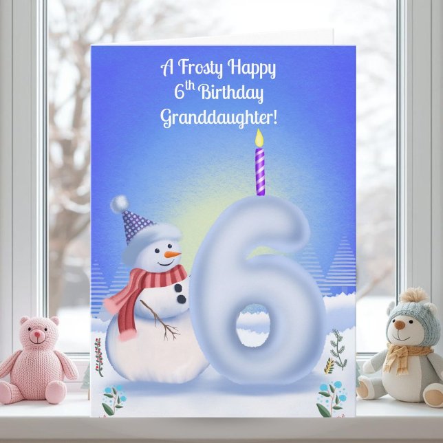 Tarjeta Granddaughter 6th Birthday Snowman Snowy  (Subido por el creador)