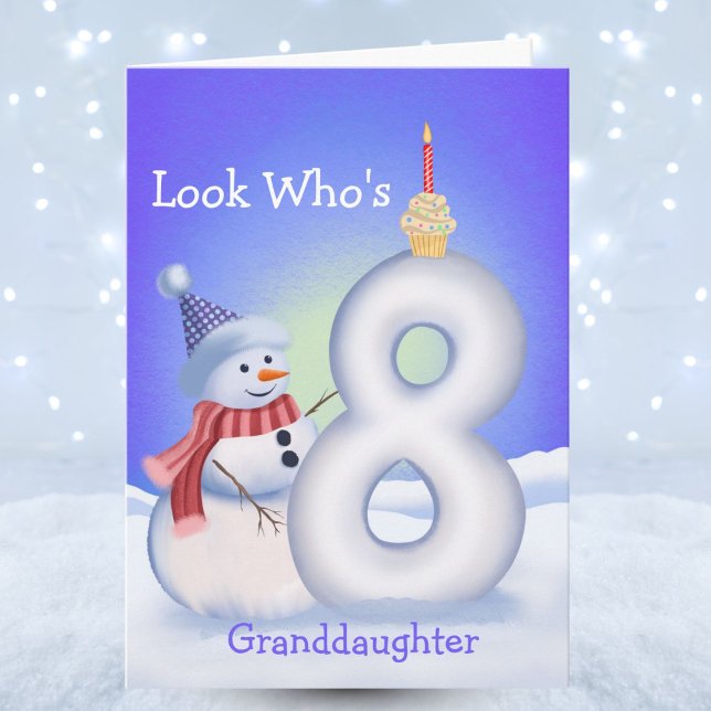 Tarjeta Granddaughter 8th Birthday Snowman Snowy Eight  (Subido por el creador)