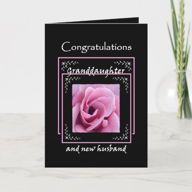Tarjeta GRANDDAUGHTER Boda Felicitaciones - Rosa Rosa Rosa (Anverso)