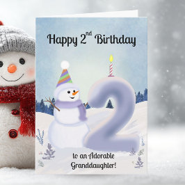 Tarjeta Granddaughter Happy 2nd Birthday Snowman Building