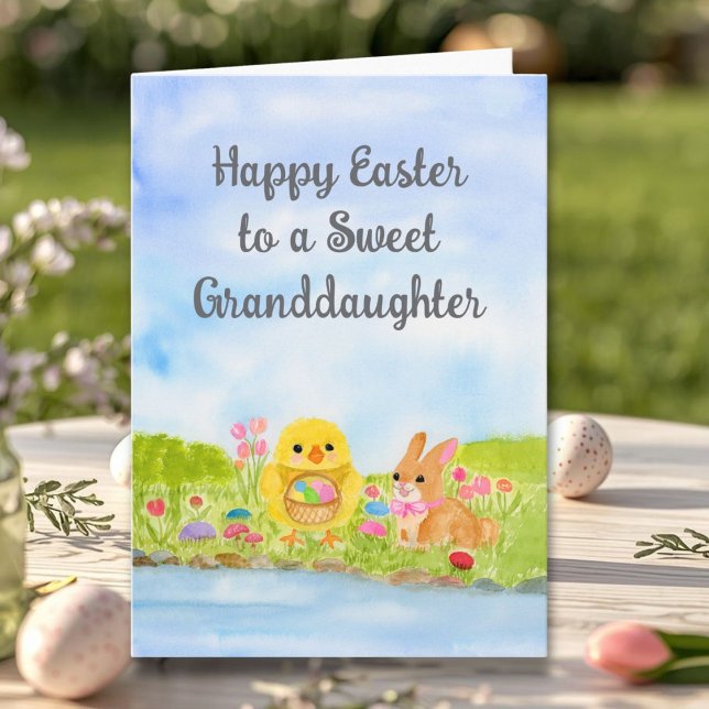 Tarjeta Granddaughter Happy Easter Baby Chick Easter Bunny (Subido por el creador)