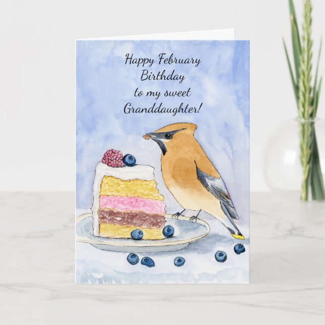 Tarjeta Granddaughter Happy February Birthday Bird (Anverso)