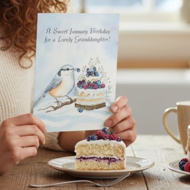 Tarjeta Granddaughter Happy January Birthday Birds (Subido por el creador)