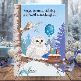 Tarjeta Granddaughter Happy January Birthday Snowy Owl