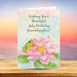 Tarjeta Granddaughter Happy July Birthday with Waterlily