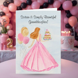 Tarjeta Granddaughter Sweet 16 Birthday Cake Elegant Girl 