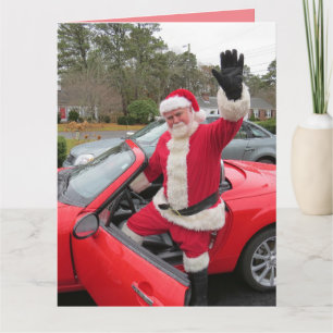 TARJETA GRANDE DE COCHE DEPORTIVO DE PAPÁ NOEL DE 