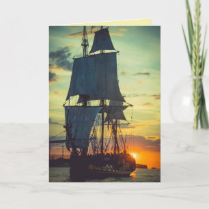 TARJETA GRANDE DE CUMPLEAÑOS CON FOTO DE BARCO PIR