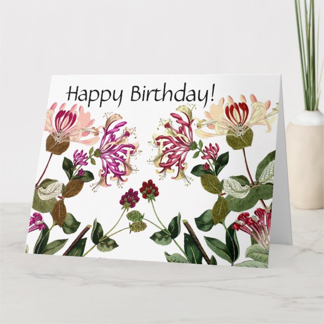 Tarjeta grande de cumpleaños floral de honeysuckle (Anverso)