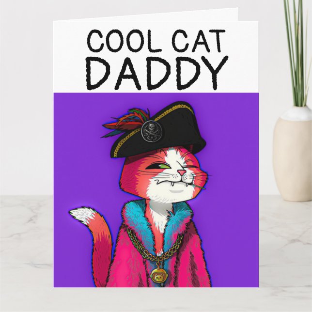TARJETA GRANDE DE FELIZ DÍA DEL PADRE GATO PIRATA (Anverso)