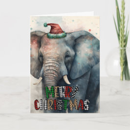 Tarjeta Grande de Feliz Navidad y Elefante Feliz