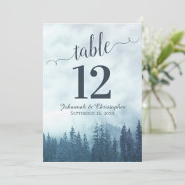 Tarjeta Grande de Número de Mesa de Boda Pinos Azu