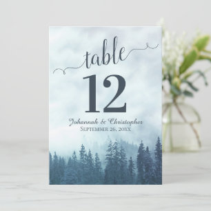 Tarjeta Grande de Número de Mesa de Boda Pinos Azu