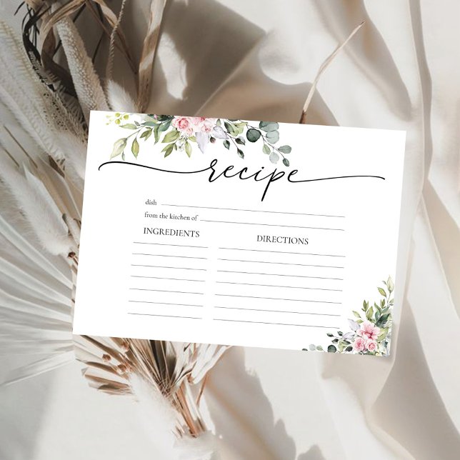 Tarjeta Grande de Recetas de Verde Blush Rosa (Subido por el creador)