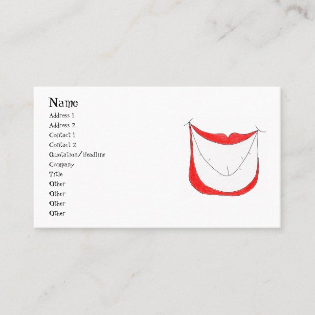 Tarjeta GRANDE del perfil de la SONRISA (Anverso)