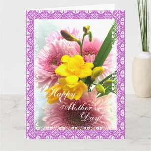 Tarjeta GRANDE del ramo de la flor del día de