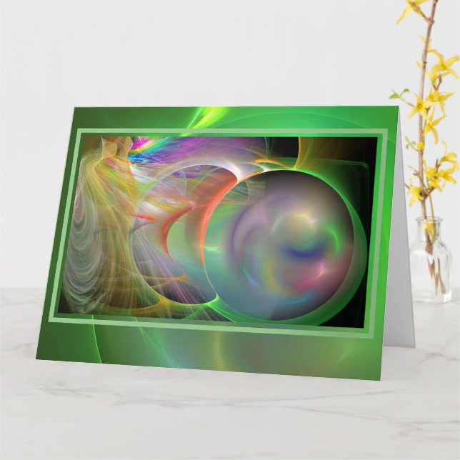 Tarjeta grande en blanco soplando burbujas de jabó (flor amarilla)