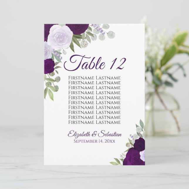 Tarjeta grande para la tabla de asientos del Boda  (Anverso de pie)