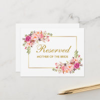 Tarjeta grande reservada de boda floral rosa acuar