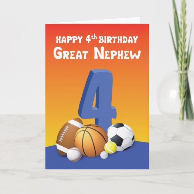Tarjeta Grandes Bolas Deportivas de Cumpleaños de Nephew (Anverso)