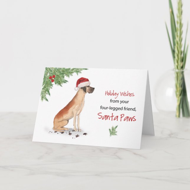 Tarjeta Grandes Navidades de daneses de perro en el gracio (Anverso)