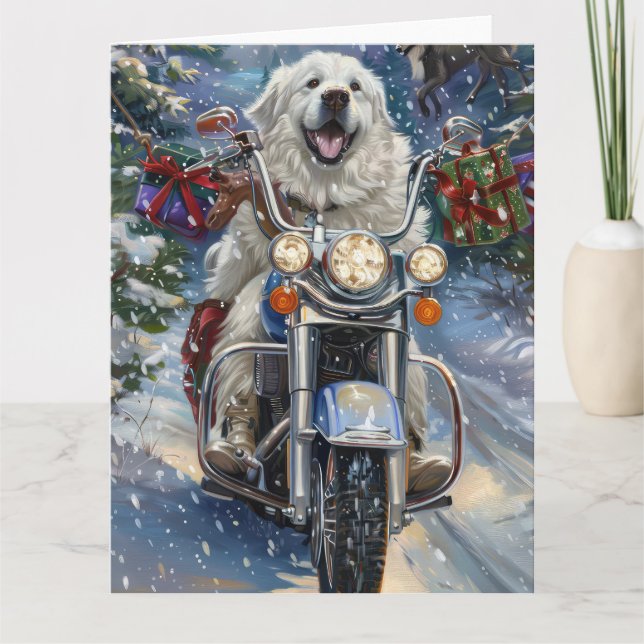 Tarjeta Grandes Navidades de motociclismo de perros de los (Anverso)