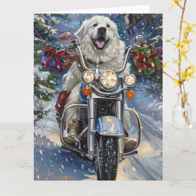 Tarjeta Grandes Navidades de motociclismo de perros de los (flor amarilla)