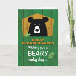 Tarjeta Grandes nietos llevan+Shamrock en St. Patrick