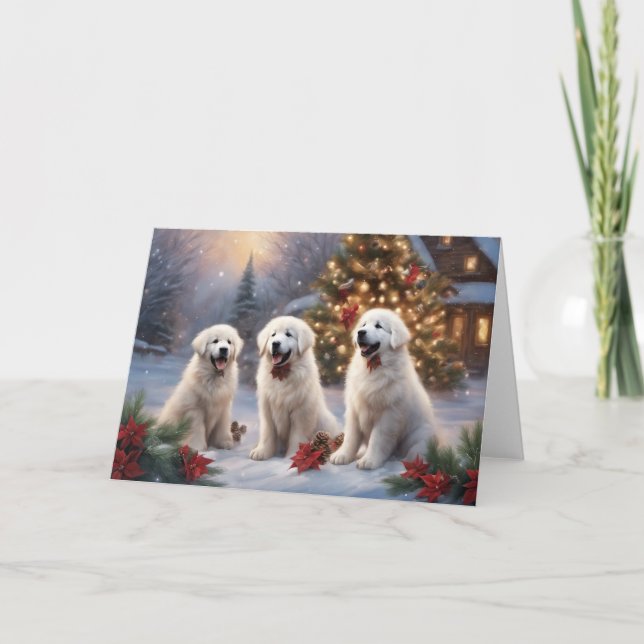 Tarjeta Grandes Pirineos Cachorros 4 Noches de Invierno (Anverso)