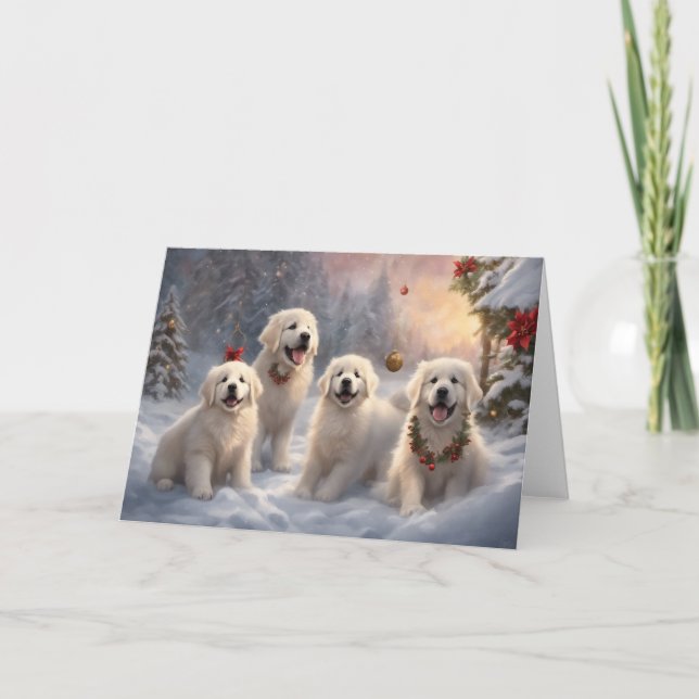 Tarjeta Grandes Pirineos Cachorros 5 Noches de Invierno (Anverso)