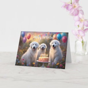 Tarjeta Grandes Pirineos Cachorros Feliz cumpleaños