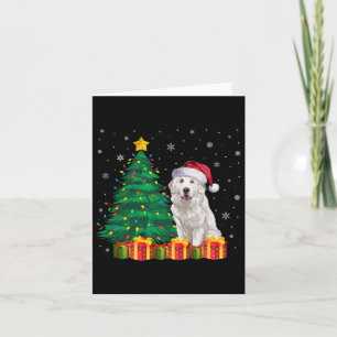 Tarjeta Grandes Pirineos Feo Navidades de Santa Hat ilumin